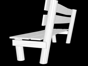 Low-poly wooden benchl 3D Model