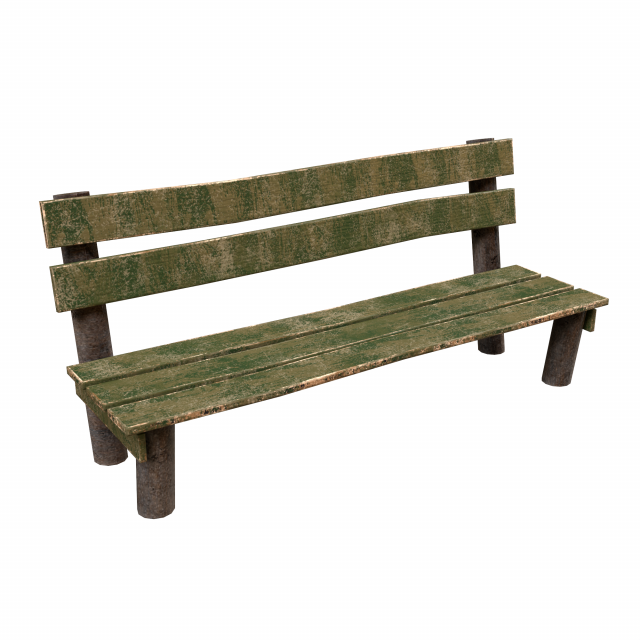 Low-poly wooden benchl 3D Model .c4d .max .obj .3ds .fbx .stl .blend 