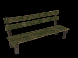Low-poly wooden benchl 3D Model