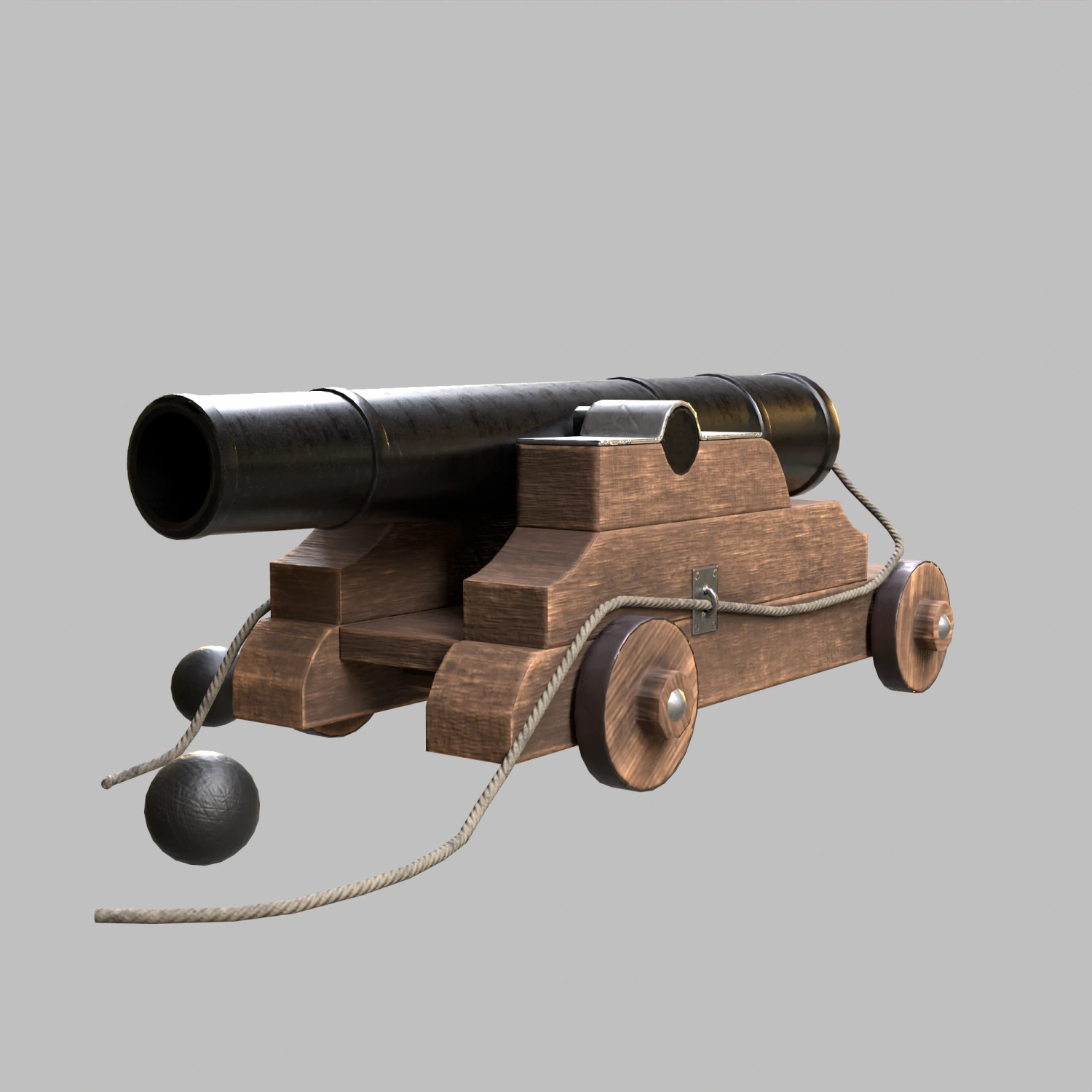 Low-poly of a stylized Pirate Cannon 3D Model .c4d .max .obj .3ds .fbx .stl .blend 