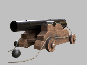Low-poly of a stylized Pirate Cannon 3D Models