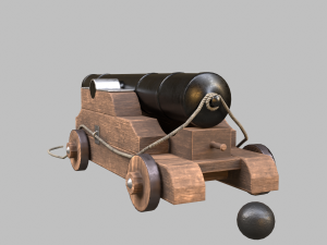 Low-poly of a stylized Pirate Cannon 3D Model