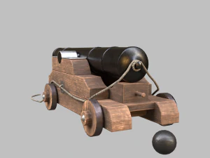 Low-poly of a stylized Pirate Cannon 3D Model