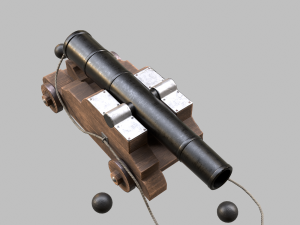 Low-poly of a stylized Pirate Cannon 3D Model