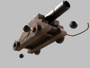 Low-poly of a stylized Pirate Cannon 3D Model