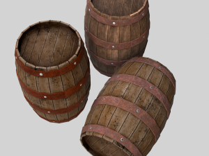 Collection of wooden barrelsLow-poly 3D Models