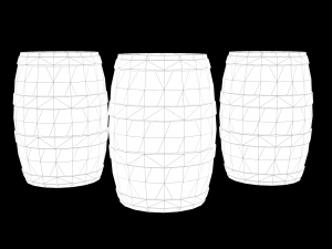 Low-poly collection of cart and wooden barrels 3D Model