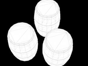 Low-poly collection of cart and wooden barrels 3D Model