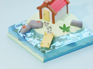 Haus auf der Insel 3D Modell