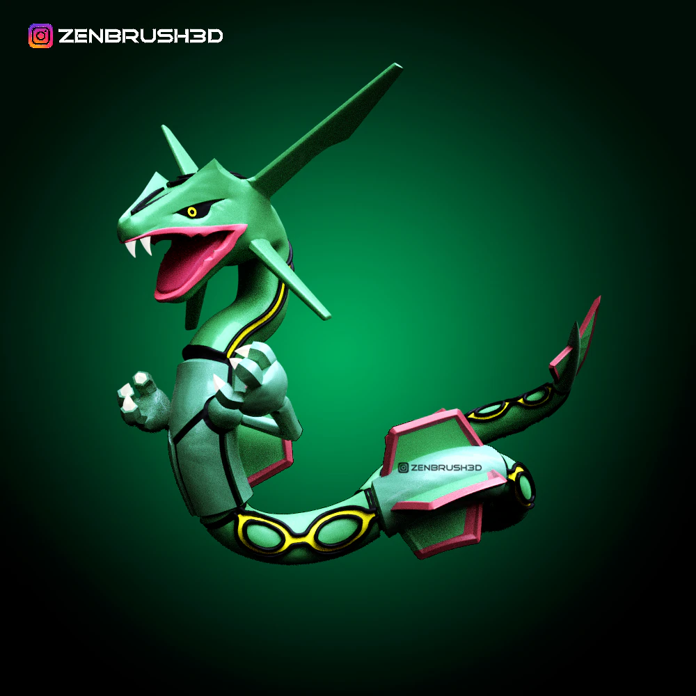 POKEMON LEGENDARIO - RAYQUAZA STL 3D Print Model .c4d .max .obj .3ds .fbx .stl .blend 