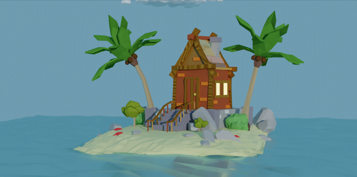 House on the island 3D Model .c4d .max .obj .3ds .fbx .stl .blend