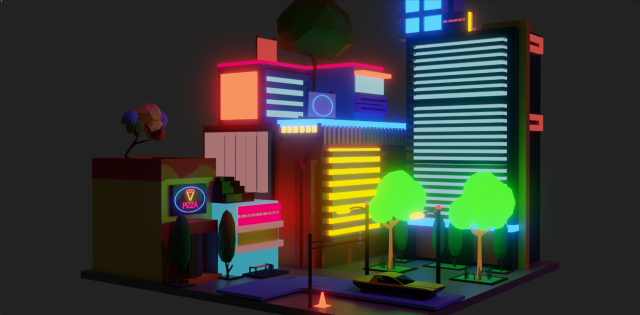 Neon city 3D 模型 .c4d .max .obj .3ds .fbx .stl .blend 