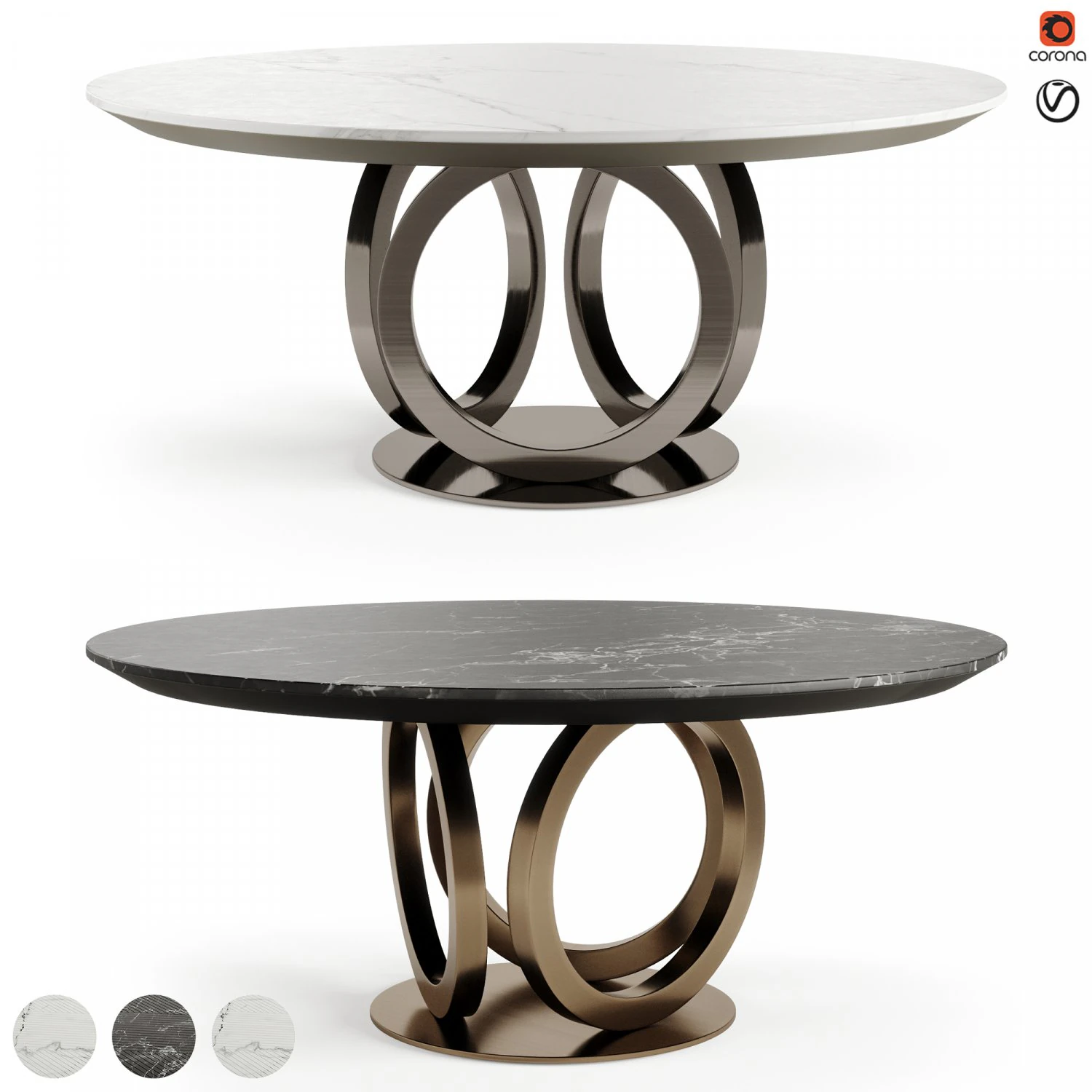 FENDI CASA GALILEO MARBLE DINING TABLE 3D Model .c4d .max .obj .3ds .fbx .stl .blend