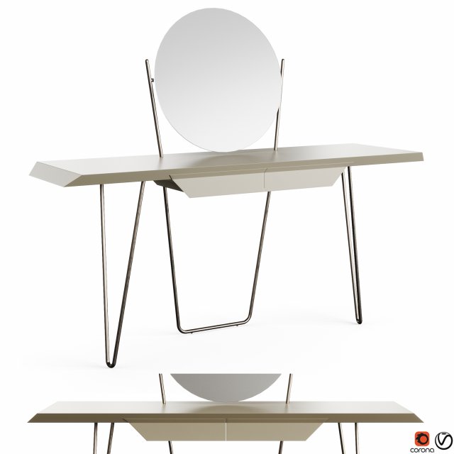 Bonaldo Coseno Plus Veneered Wood Console 3D Model .c4d .max .obj .3ds .fbx .stl .blend 