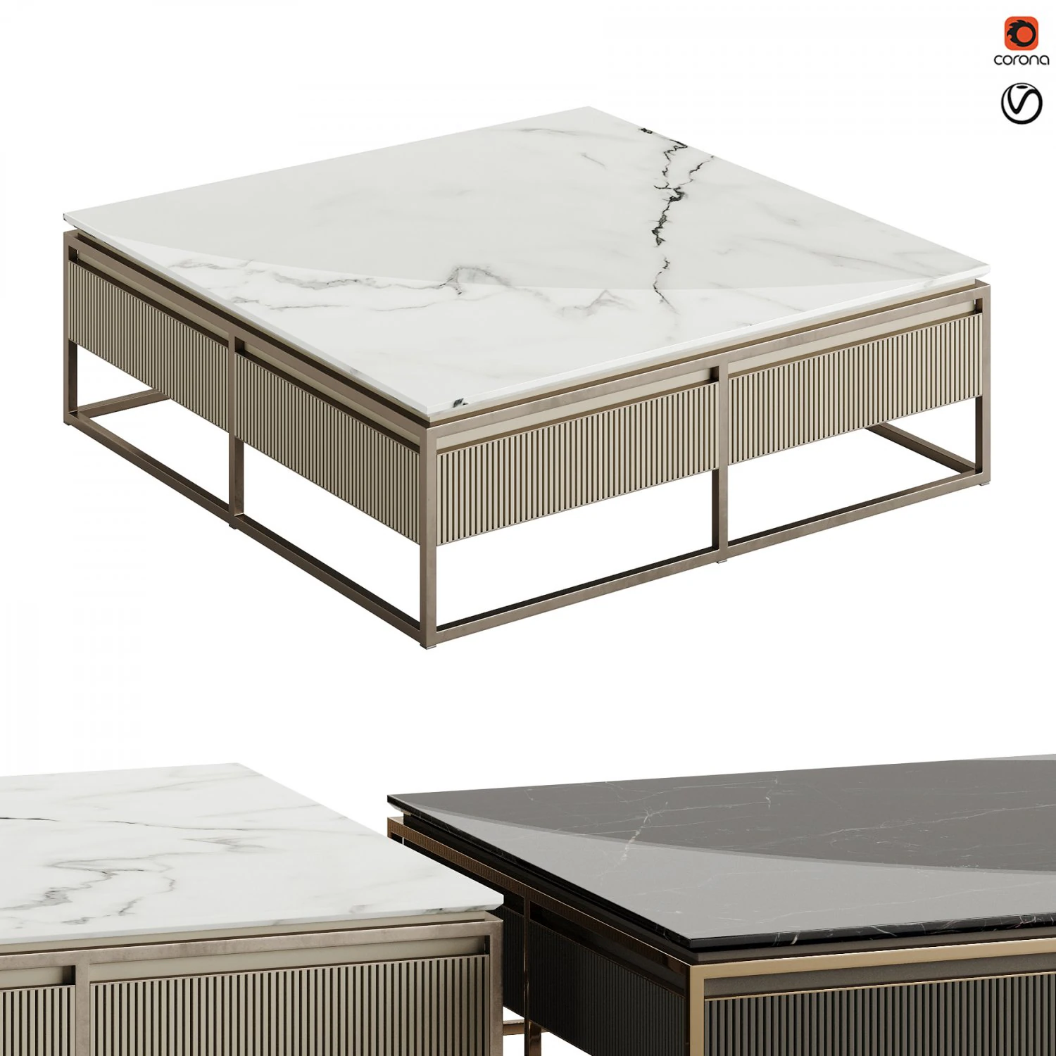 Visionnaire Home Banner Low Table 3D Model .c4d .max .obj .3ds .fbx .stl .blend 