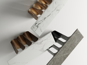 Herve Langlais Steel 3 Marble Console 3D Модель