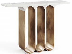 Herve Langlais Steel 3 Marble Console 3D Модель