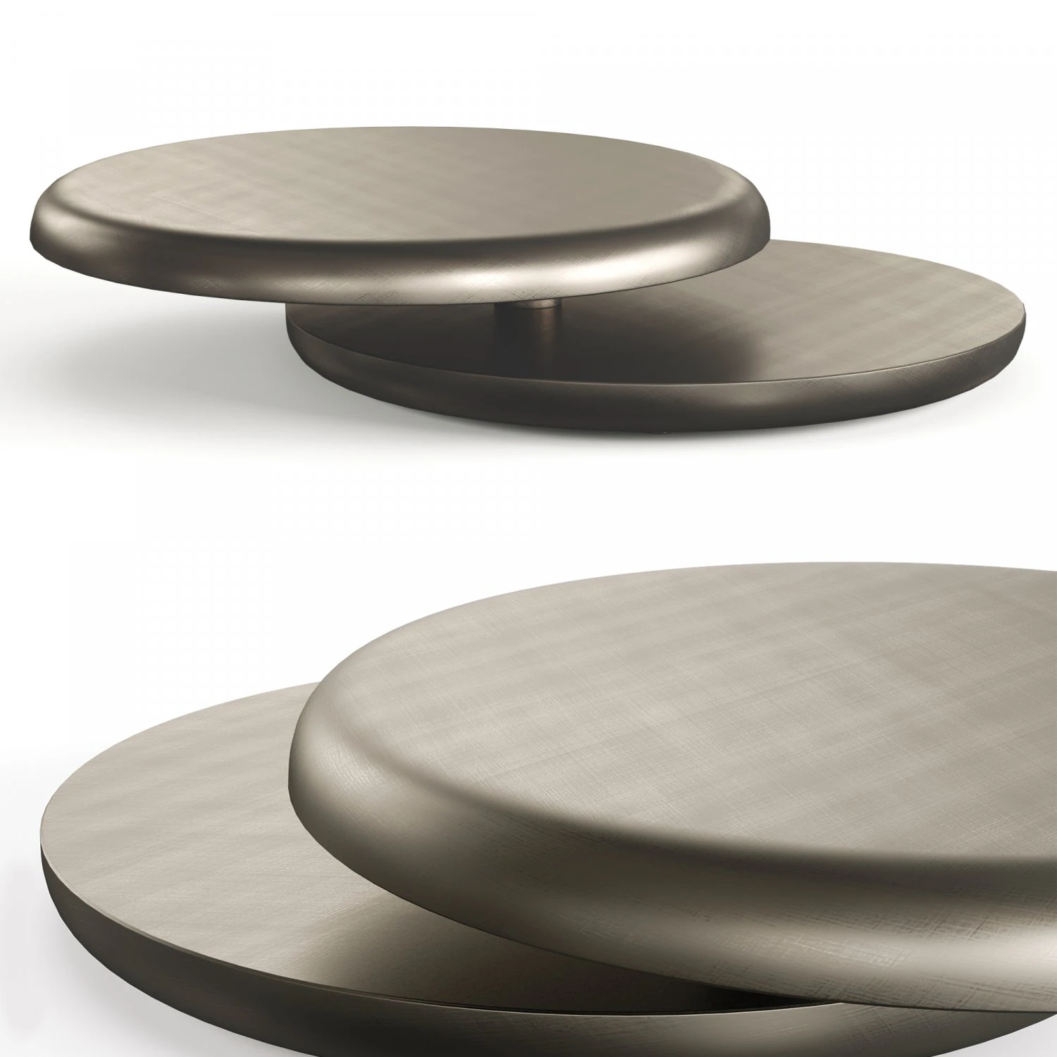 Cattelan Italia Yo-Yo Brushed Bronze Coffee Table 3D Model .c4d .max .obj .3ds .fbx .stl .blend 