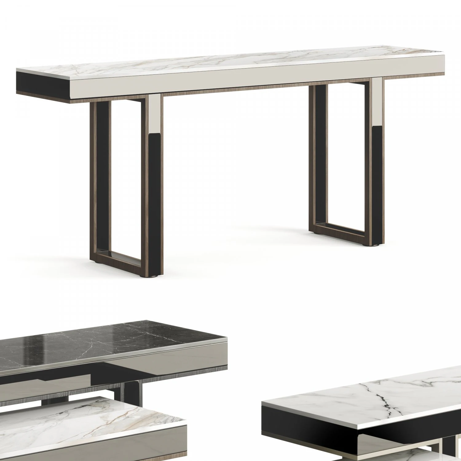 Laskasas Pearl Marble Console Table 3D Model .c4d .max .obj .3ds .fbx .stl .blend
