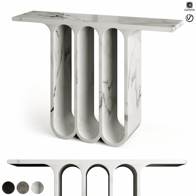 Arches3 Marble Console Table by Perve Langlais Modello 3D .c4d .max .obj .3ds .fbx .stl .blend 