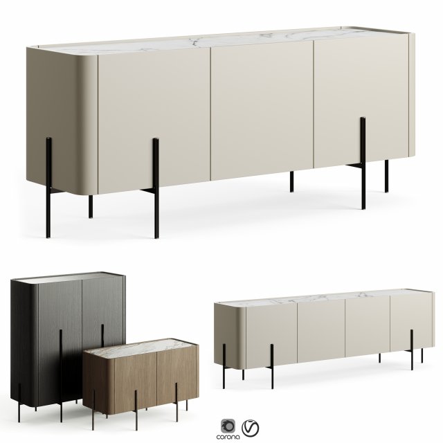 Liu Jo Caillou Low Cupboard 3D Model .c4d .max .obj .3ds .fbx .stl .blend 