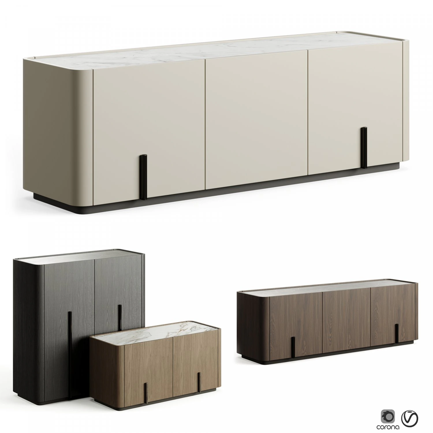 Liu Jo Caillou High Floor Cupboard with Plinth 3D Model .c4d .max .obj .3ds .fbx .stl .blend 