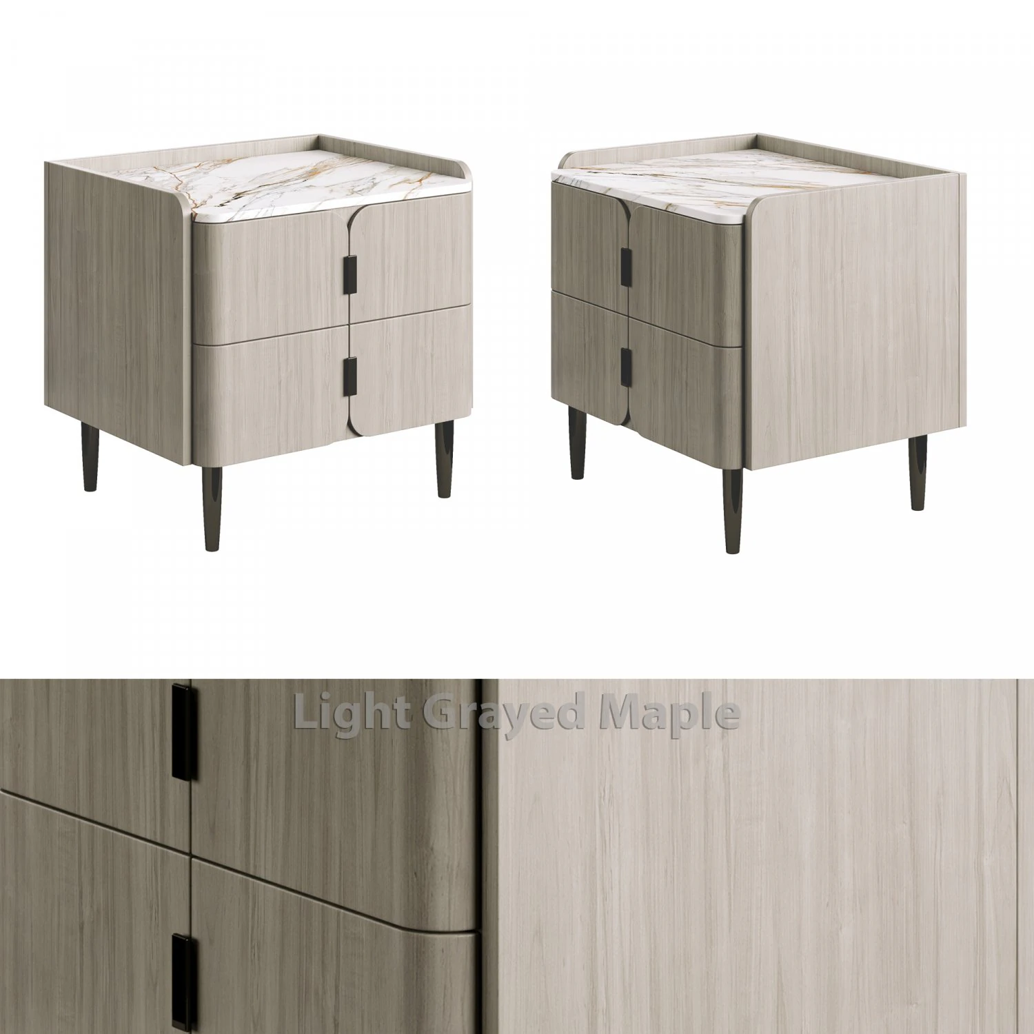 Light Luxury K32 Wood Bedside Table 3D Model .c4d .max .obj .3ds .fbx .stl .blend