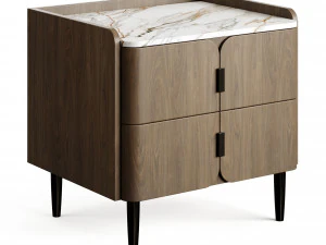Light Luxury K32 Wood Bedside Table 3D Model