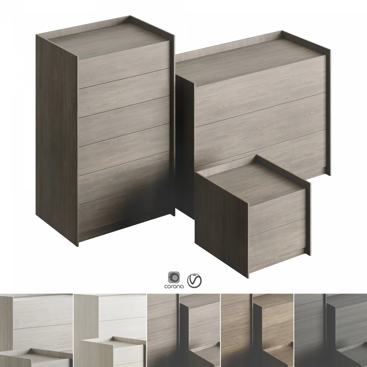Laskasas Endy Tallboy Chest of Drawers 3D Model .c4d .max .obj .3ds .fbx .stl .blend 