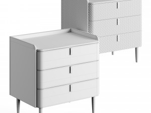 Light Luxury Marble Bedside GG41 3 Drawers 3D Model