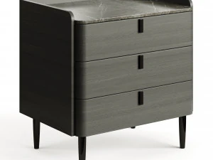 가벼운 고급 대리석 침대 옆 GG41 서랍 3개 3D 모델