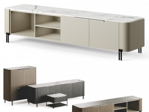 Praddy Bamboo Collection With Metal Tubular Feet 3D Model
