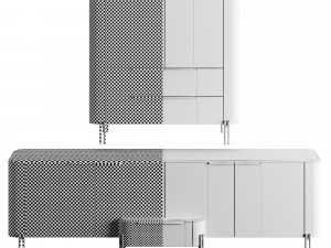 Praddy Bamboo Collection With Metal Tubular Feet 3D Model