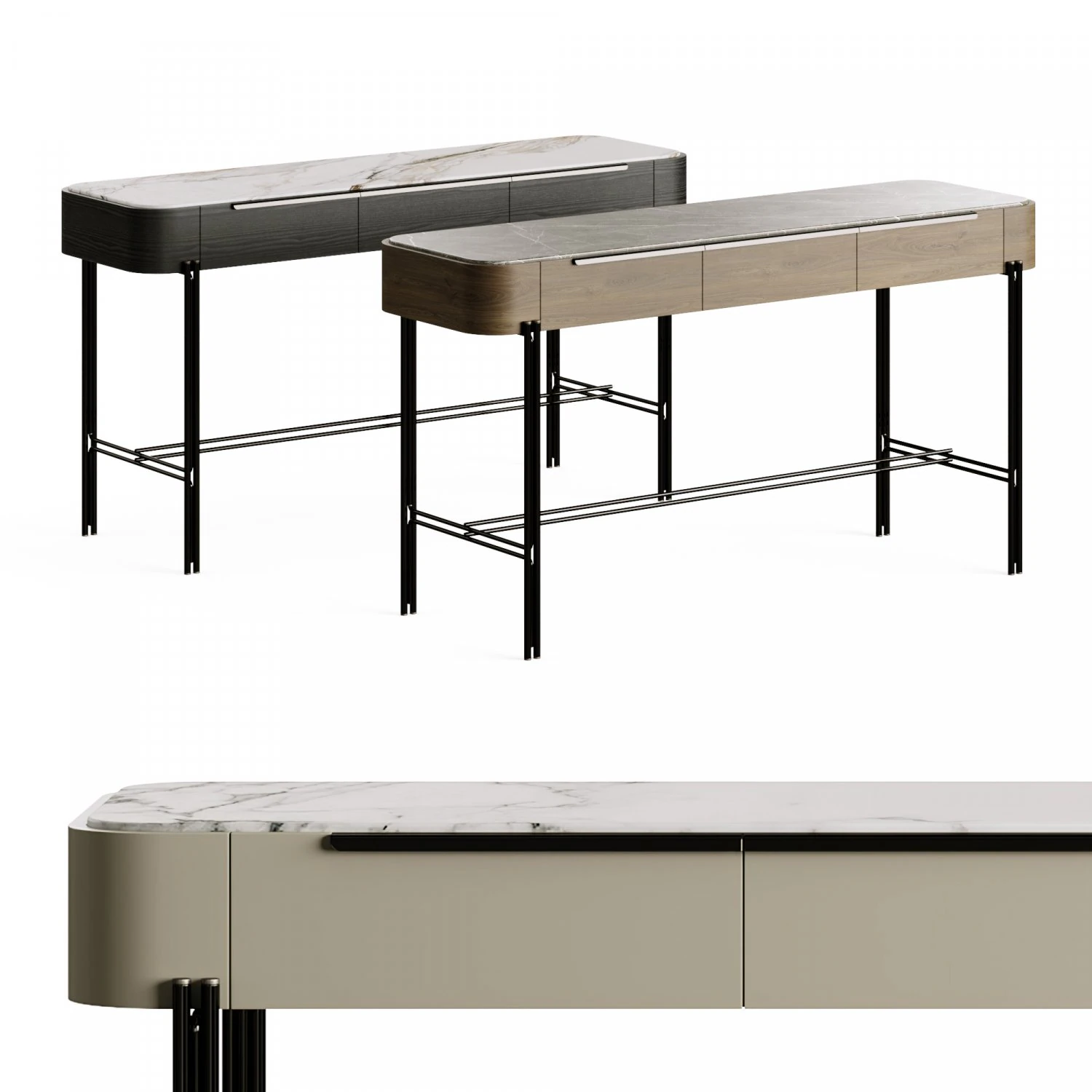 Praddy Console Bamboo NT077 3D Model .c4d .max .obj .3ds .fbx .stl .blend 