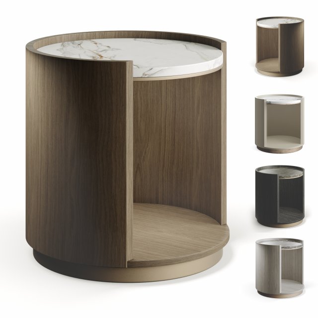 Ana Roque YVES Circles Marble Wood Bedside Table Modelo 3D .c4d .max .obj .3ds .fbx .stl .blend 