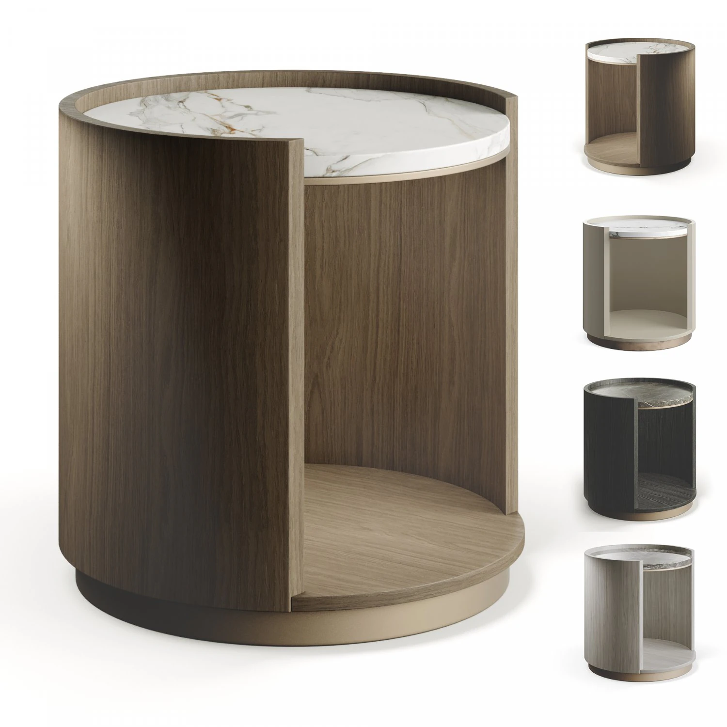 Ana Roque Mesita de noche YVES Circles madera m&aacute;rmol Modelo 3D .c4d .max .obj .3ds .fbx .stl .blend 
