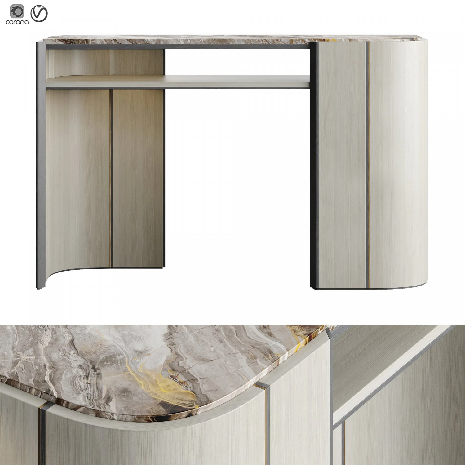Frato OKAYAMA Console Table 3D Model .c4d .max .obj .3ds .fbx .stl .blend 