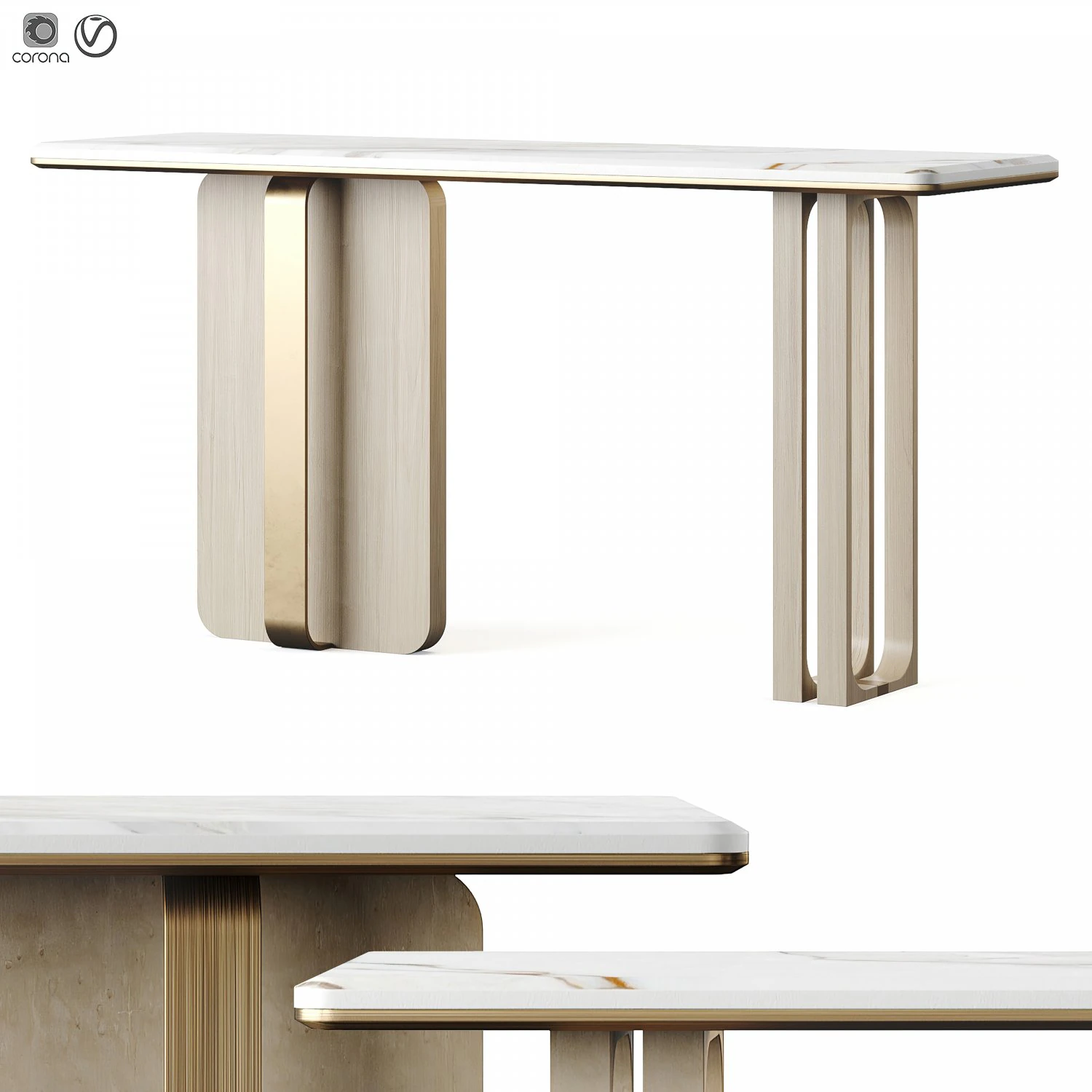 Ana Roque Beige BLOCK Console Table 3D Model .c4d .max .obj .3ds .fbx .stl .blend 