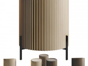 Lou Mindi 木质床头柜 3D 模型