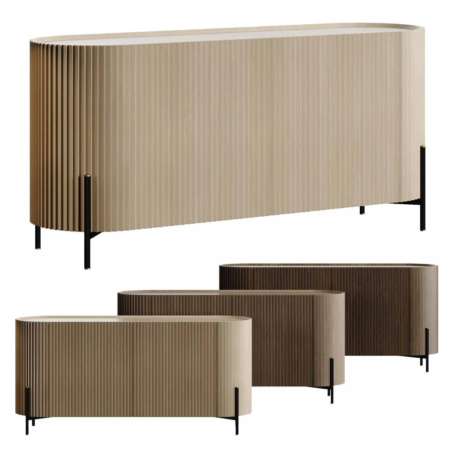 Lou Mindi Wood Sideboard 3D Model .c4d .max .obj .3ds .fbx .stl .blend