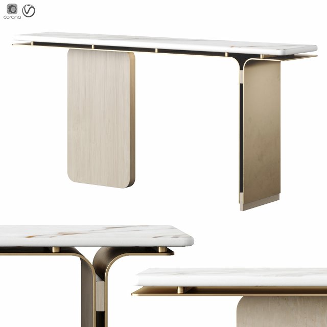 Olivya Stone Denos Console Table 3D Model .c4d .max .obj .3ds .fbx .stl .blend 