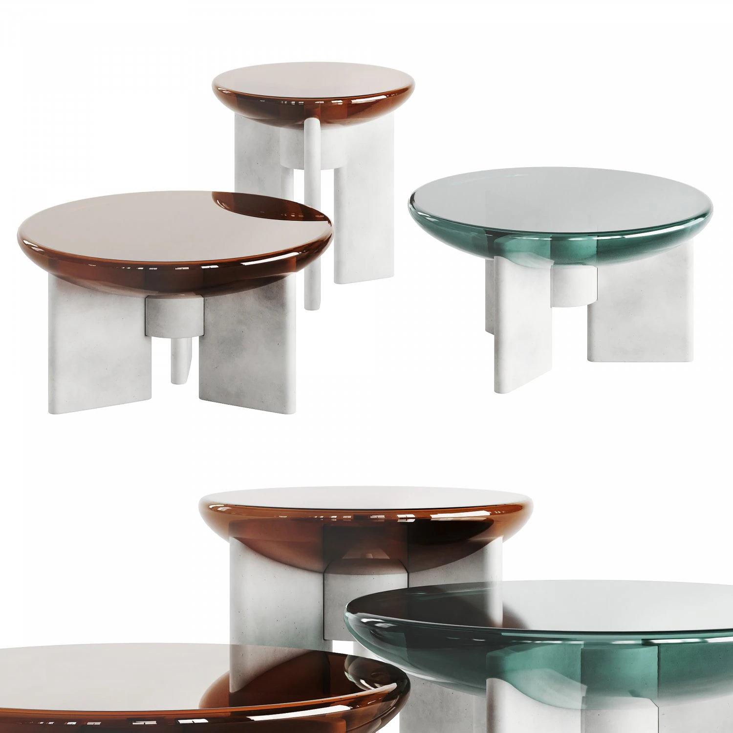 Paolo Castelli LENS Glass Coffee Tables 3D Model .c4d .max .obj .3ds .fbx .stl .blend 