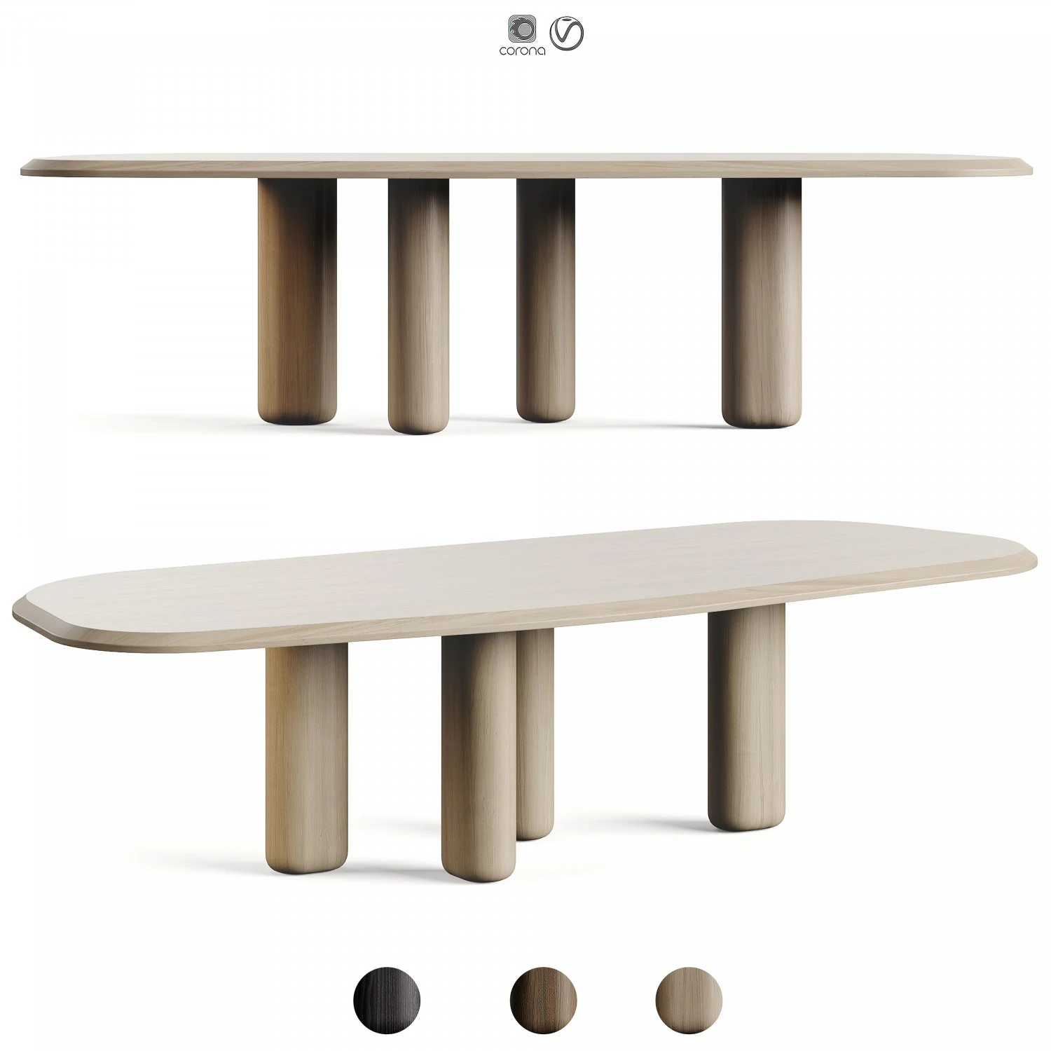Collection Particuliere ROUGH Dining Table 3D Model .c4d .max .obj .3ds .fbx .stl .blend