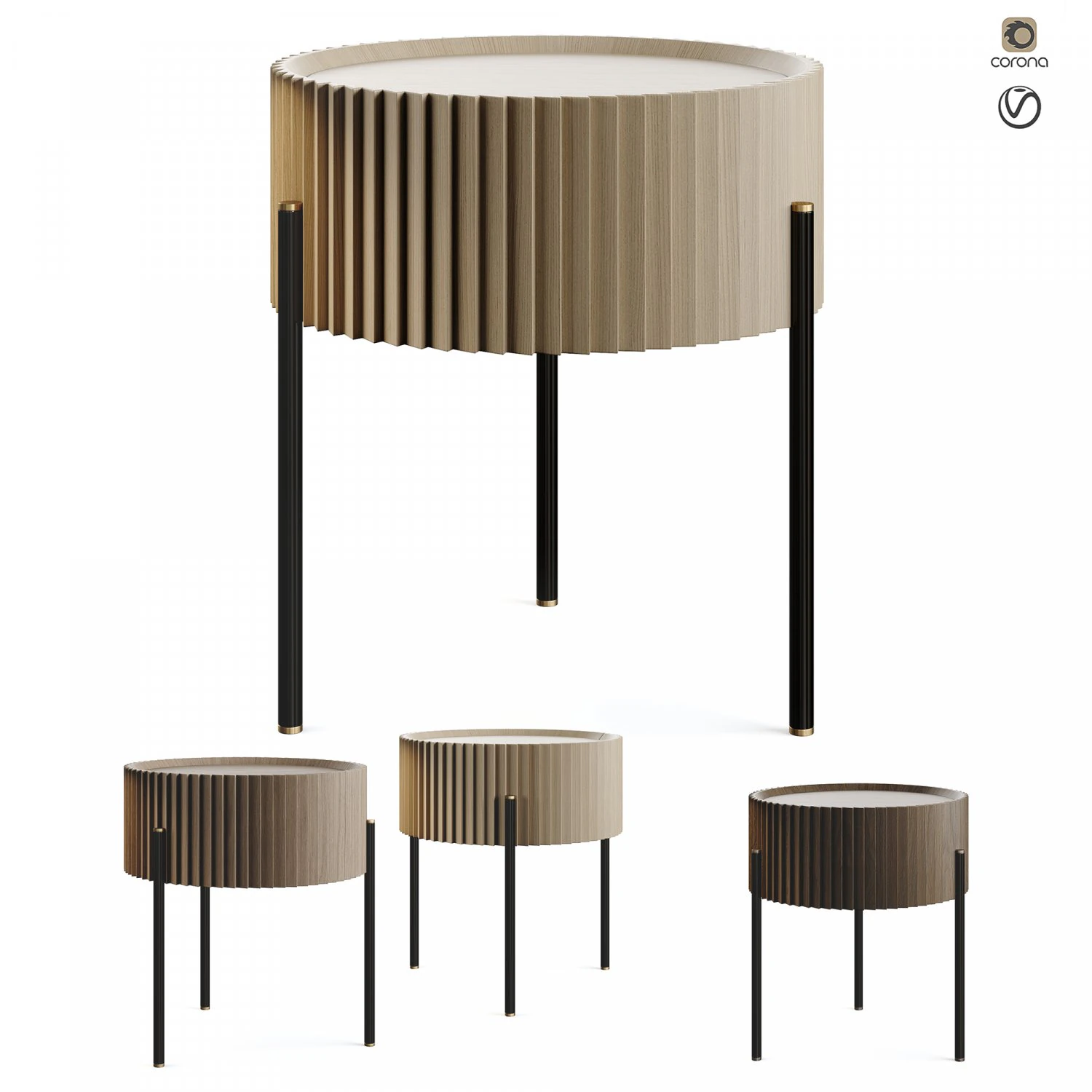 Circles Bedside Table LuxLucia Casa 3D Model .c4d .max .obj .3ds .fbx .stl .blend