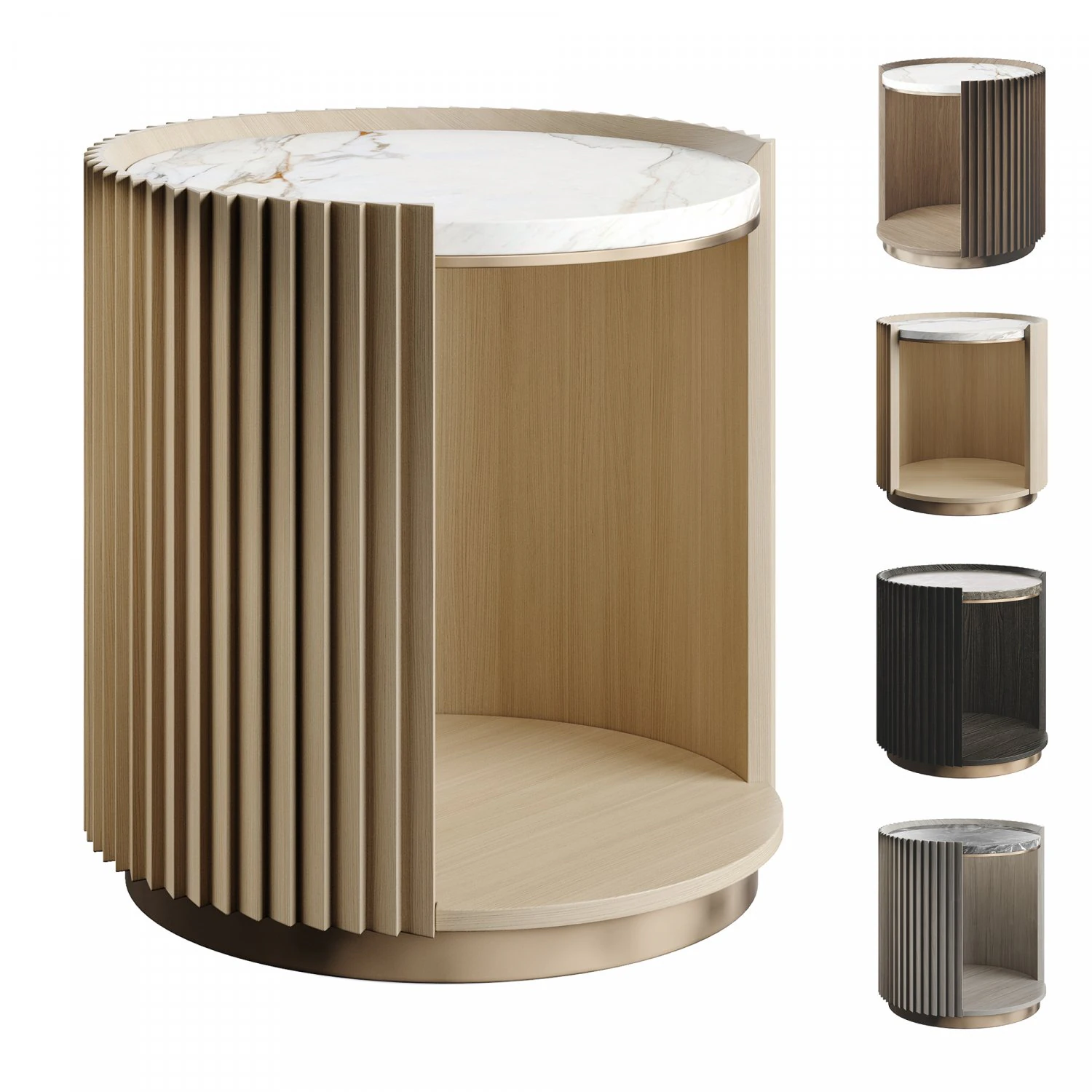 Circles II Marble Bedside Table By LuxLucia Casa 3D Model .c4d .max .obj .3ds .fbx .stl .blend 