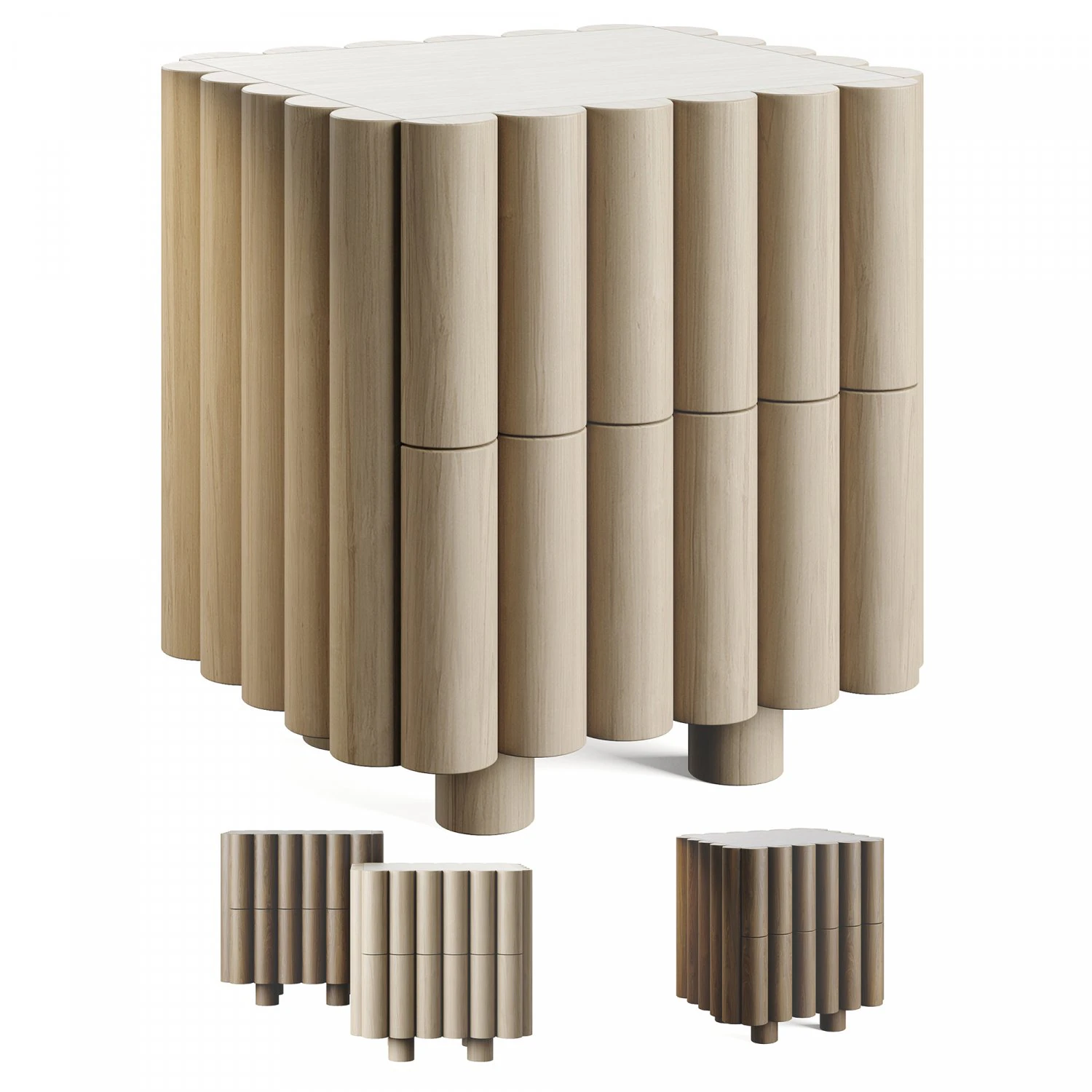 Alexhsu Design Scalloped Night Stand 3D Model .c4d .max .obj .3ds .fbx .stl .blend 