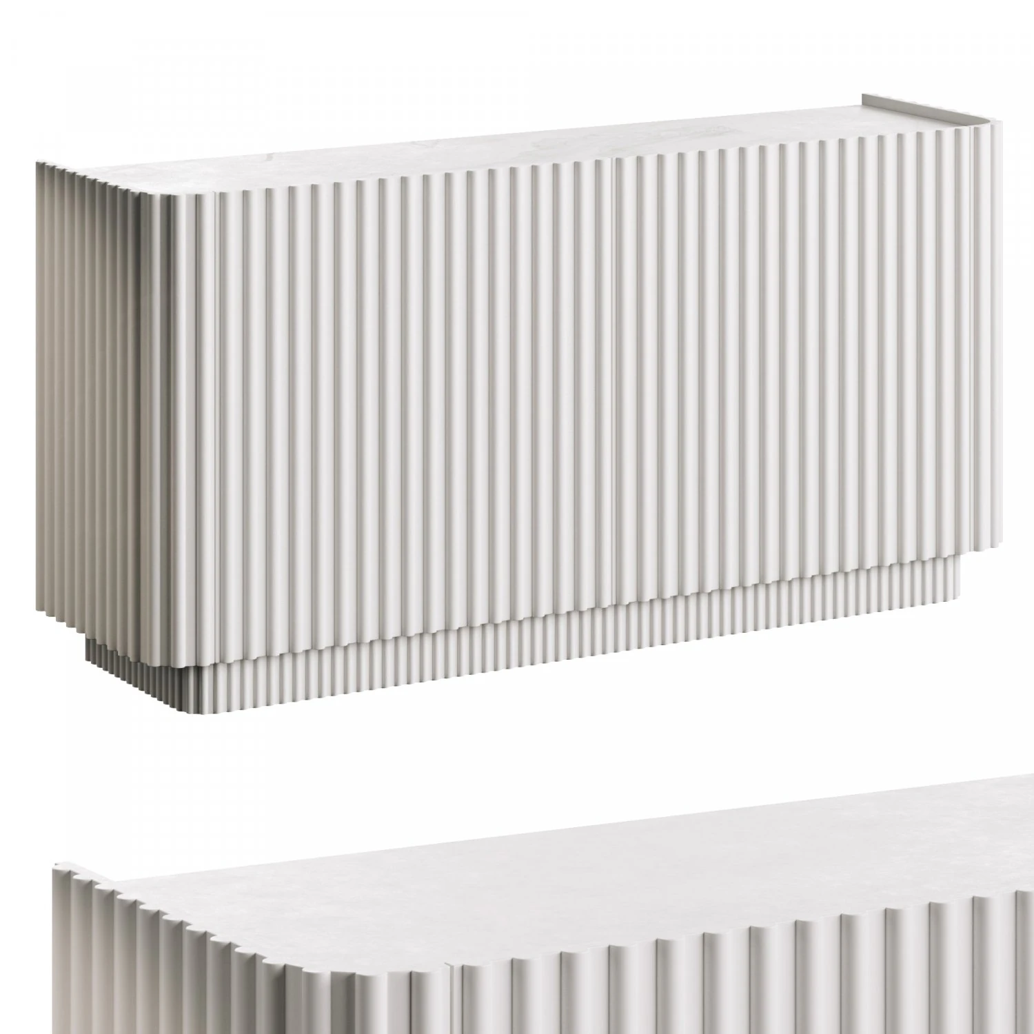 Truffle White Credenza 3D Model .c4d .max .obj .3ds .fbx .stl .blend