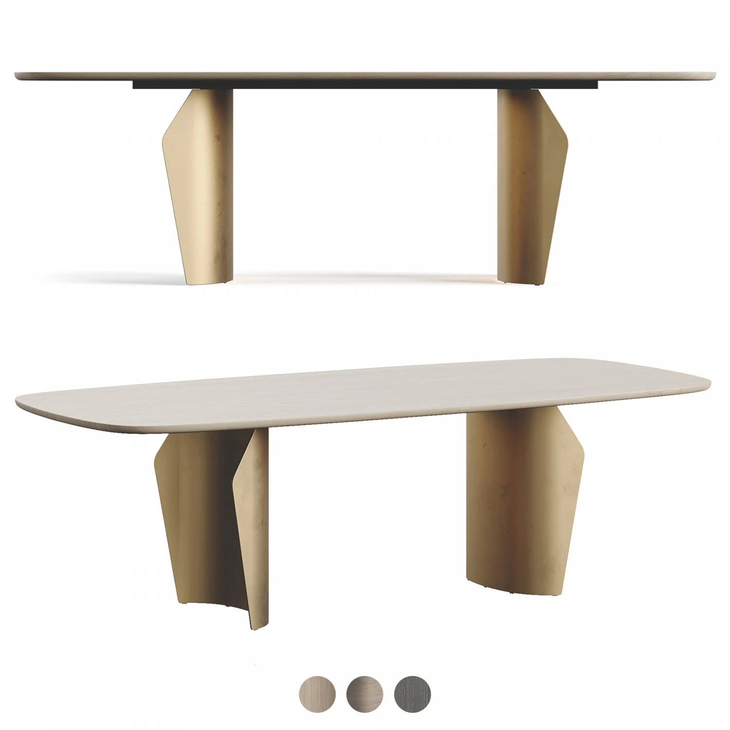 Bonaldo Flame Table Wood Top 3D Model .c4d .max .obj .3ds .fbx .stl .blend