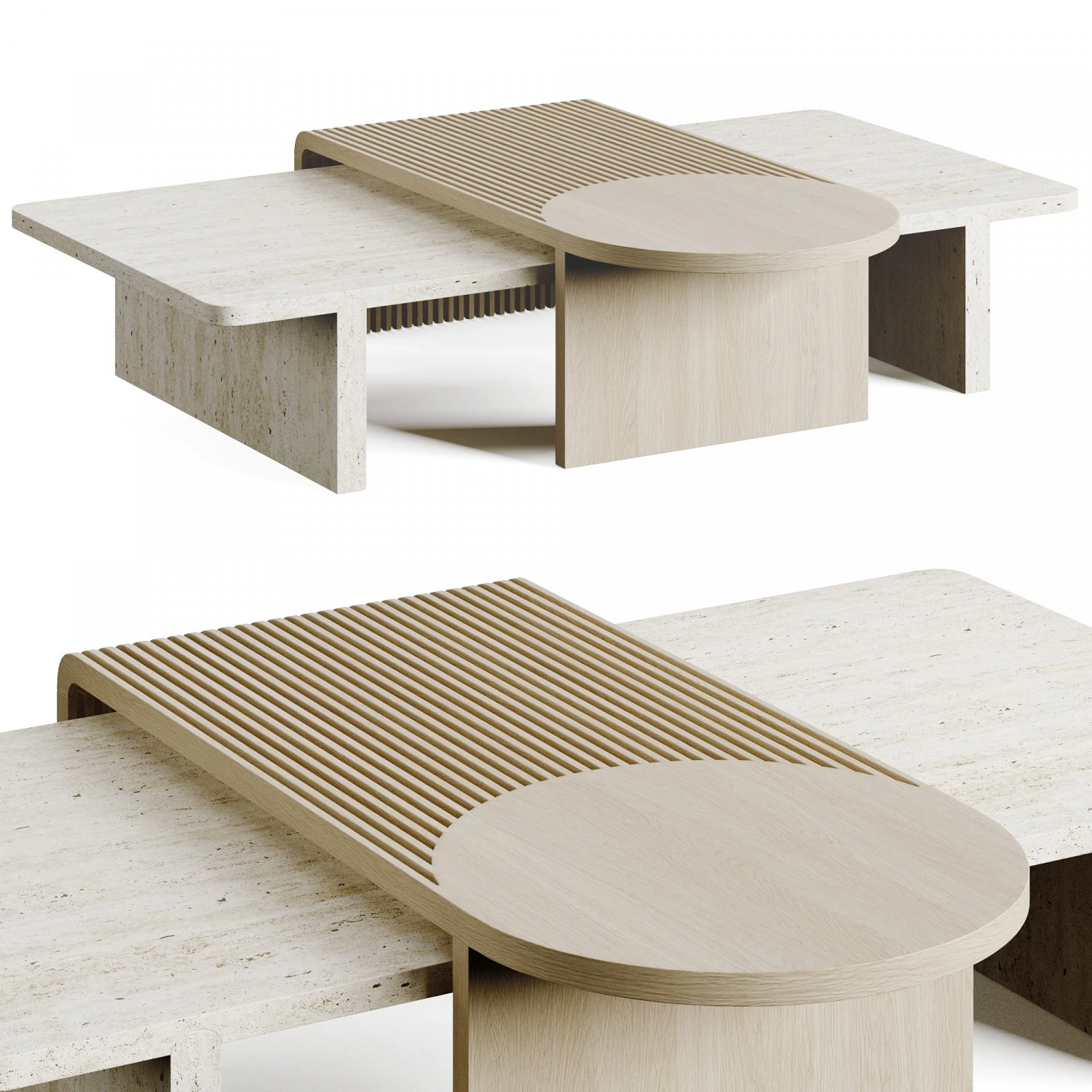 Dooq Stick And Stone Coffee Table 3D Model .c4d .max .obj .3ds .fbx .stl .blend