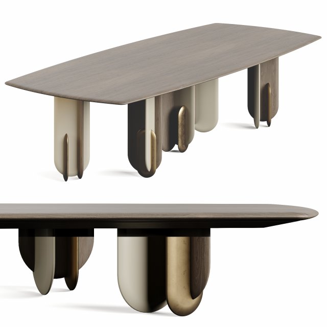Laura Meroni Talento Square Dining Table 3D Model .c4d .max .obj .3ds .fbx .lwo .lw .lws